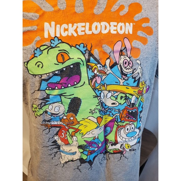 Nickelodeon 90's Characters Gray Shirt Mens Size Large Rugrats Ren & Stimpy - Picture 2 of 6